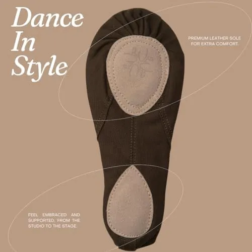 Ballet Shoes for Women, Men & Children, Durable Cotton Canvas, Adjustable Width, Split Sole, 6 Skin Tone Shades