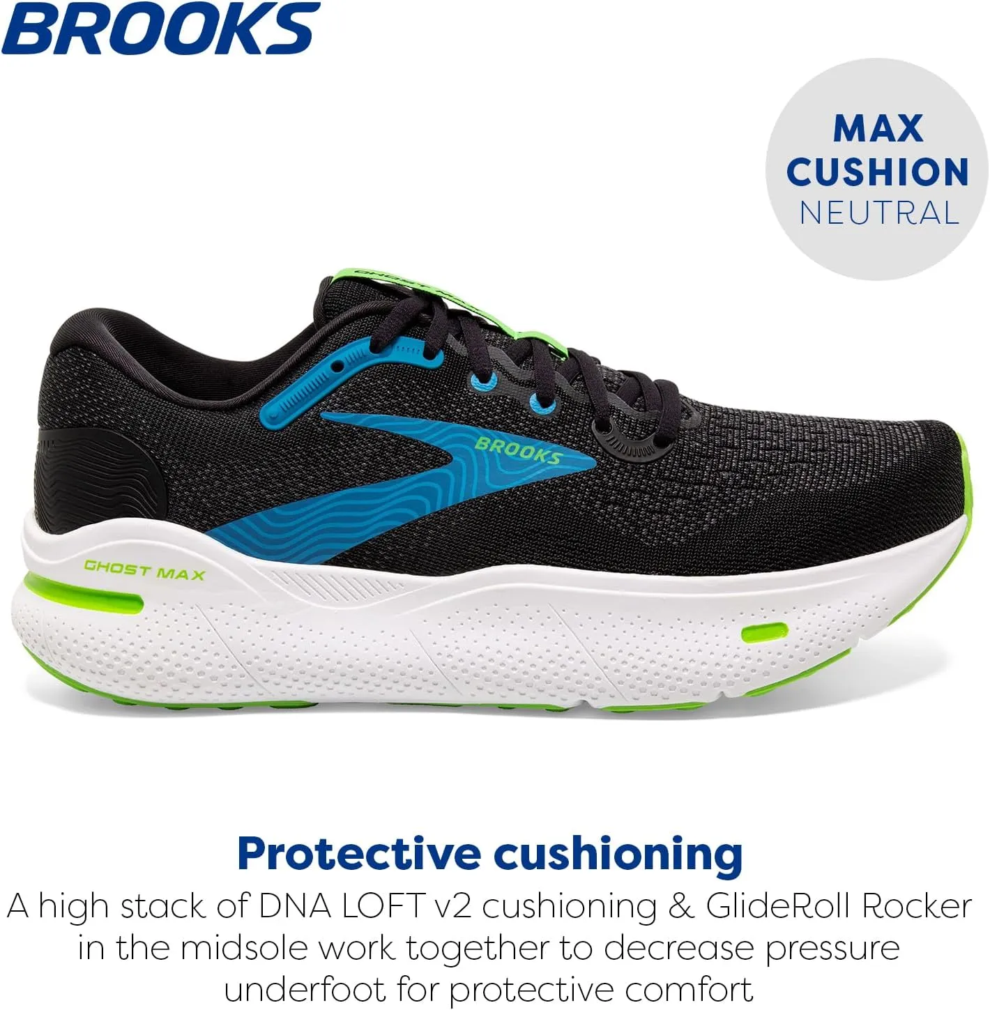 Brooks Mens Ghost Max Cushion Neutral Running & Walking Shoe
