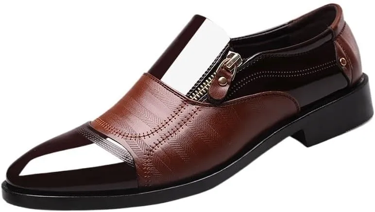 Brown Dress Oxford for Men Men's Invisible Height Increasing Elevator Shoes - Black Premium Leather Slip-on Lightweight Formal Dress Loafers