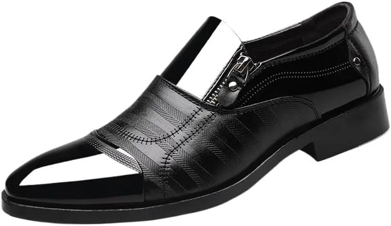 Brown Dress Oxford for Men Men's Invisible Height Increasing Elevator Shoes - Black Premium Leather Slip-on Lightweight Formal Dress Loafers
