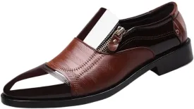 Brown Dress Oxford for Men Men's Invisible Height Increasing Elevator Shoes - Black Premium Leather Slip-on Lightweight Formal Dress Loafers
