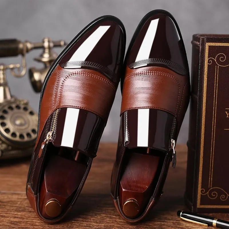 Brown Dress Oxford for Men Men's Invisible Height Increasing Elevator Shoes - Black Premium Leather Slip-on Lightweight Formal Dress Loafers