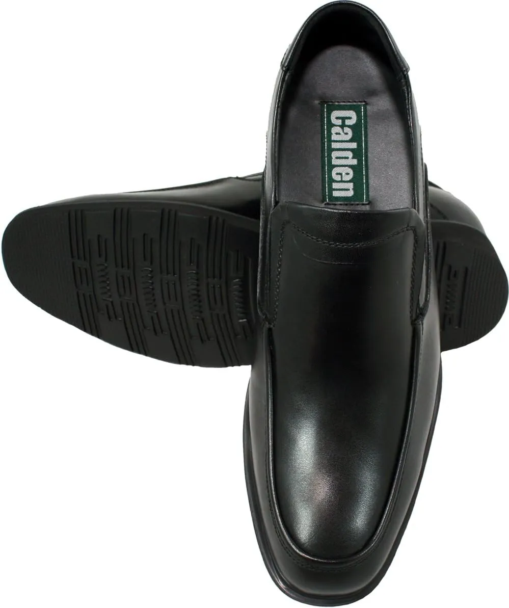 Calden Men's Invisible Height Increasing Elevator Dress Shoes - Black Premium Leather Slip-on Super Lightweight Formal Loafers - 2.8 Inches Taller - K312318 - Size 10 D(M) US