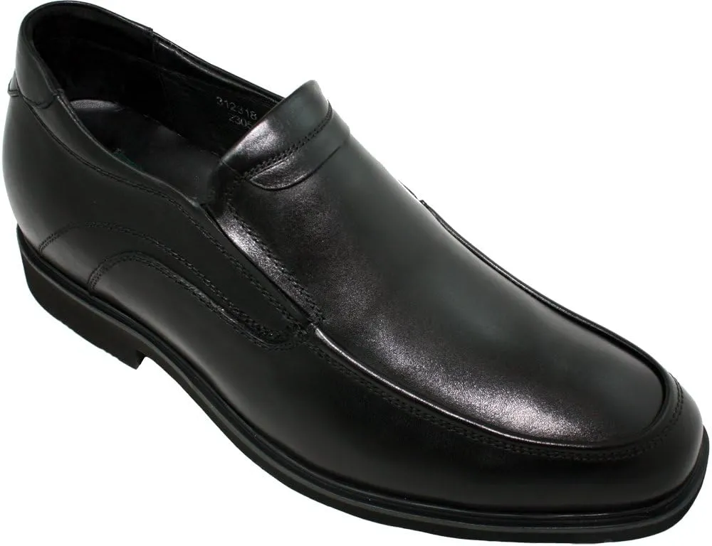 Calden Men's Invisible Height Increasing Elevator Dress Shoes - Black Premium Leather Slip-on Super Lightweight Formal Loafers - 2.8 Inches Taller - K312318 - Size 10 D(M) US