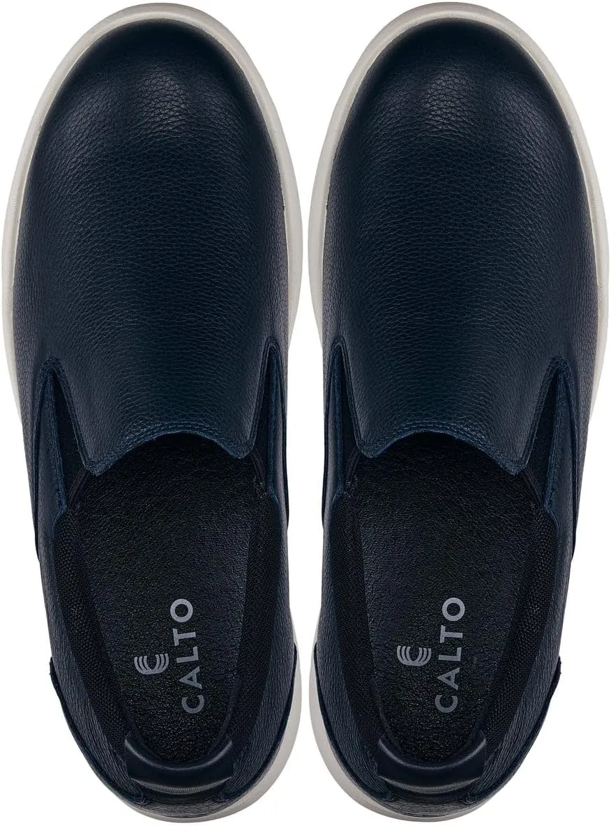 CALTO Men's Invisible Height Increasing Elevator Loafers - Dark Slate Blue Lightweight Slip-on Casual Loafers - 2.8 Inches Taller - J1421 - Size 9.5 D(M) US