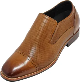CALTO Men's Invisible Height Increasing Elevator Shoes - Brown Premium Leather Slip-on Formal Loafers - 3 Inches Taller - Y10658 - Size 10 D(M) US
