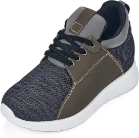 CALTO Men's Invisible Height Increasing Elevator Trainer Shoes - Grey Knitted Lace-up Lightweight Fashion Sneakers - 3.2 Inches Taller - H71923 - Size 11 D(M) US
