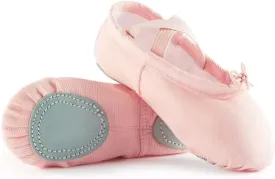 Canvas Ballet Shoes for Girls, Dance Practice Slippers Split Soft Leather Flat Shoes(Toddler/Little Kid/Big Kid)
