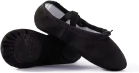Canvas Ballet Shoes for Girls, Dance Practice Slippers Split Soft Leather Flat Shoes(Toddler/Little Kid/Big Kid)