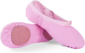 Canvas Ballet Shoes for Girls, Dance Practice Slippers Split Soft Leather Flat Shoes(Toddler/Little Kid/Big Kid)