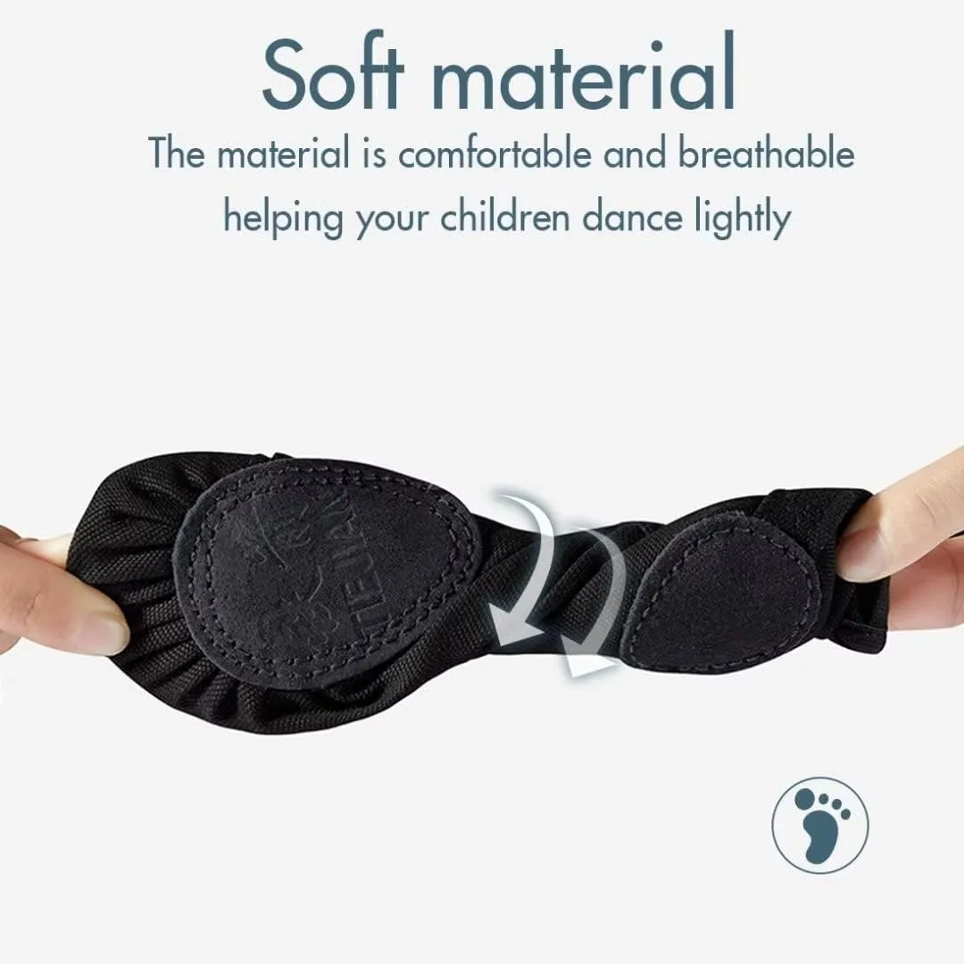Canvas Ballet Shoes for Girls, Dance Practice Slippers Split Soft Leather Flat Shoes(Toddler/Little Kid/Big Kid)