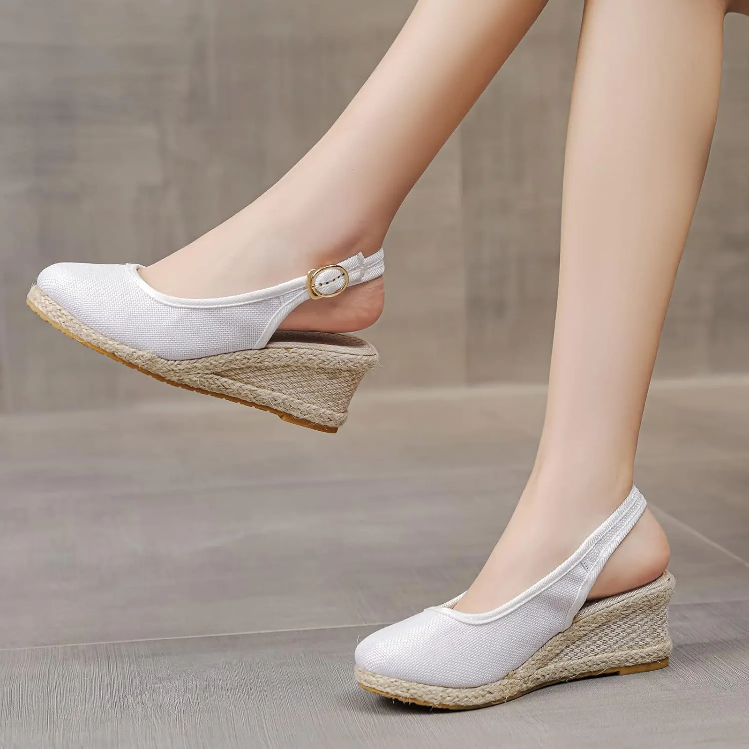 Closed Toe Sandals for Women Espadrille Wedge Heels Ankle Strap High Platform Sandals Slip On Casual Braided Heels