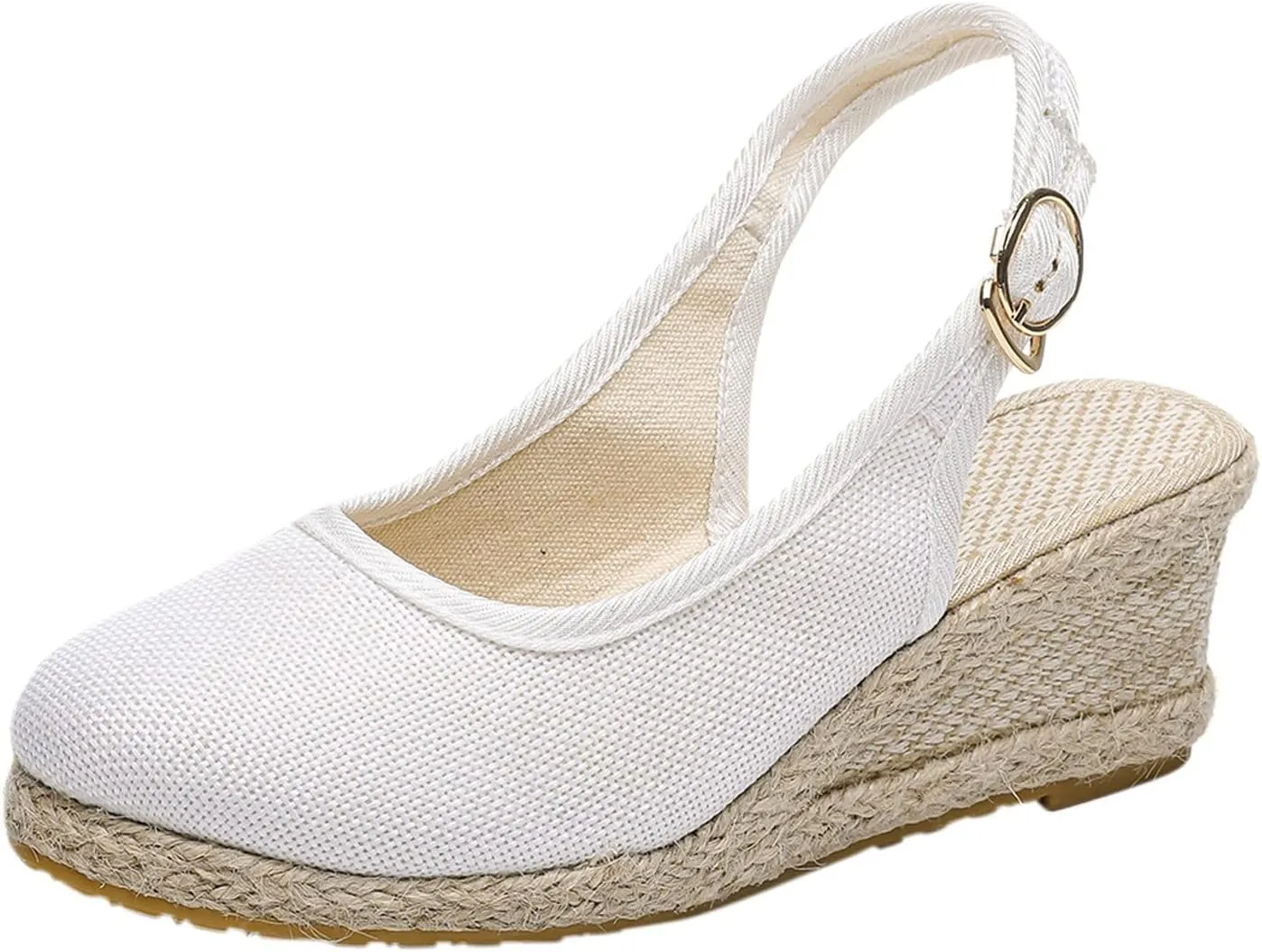 Closed Toe Sandals for Women Espadrille Wedge Heels Ankle Strap High Platform Sandals Slip On Casual Braided Heels