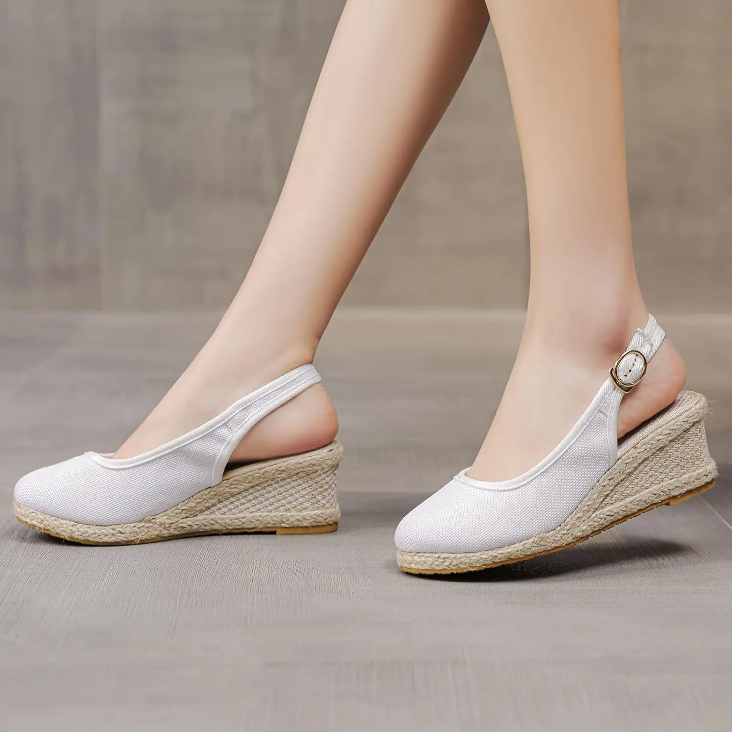 Closed Toe Sandals for Women Espadrille Wedge Heels Ankle Strap High Platform Sandals Slip On Casual Braided Heels
