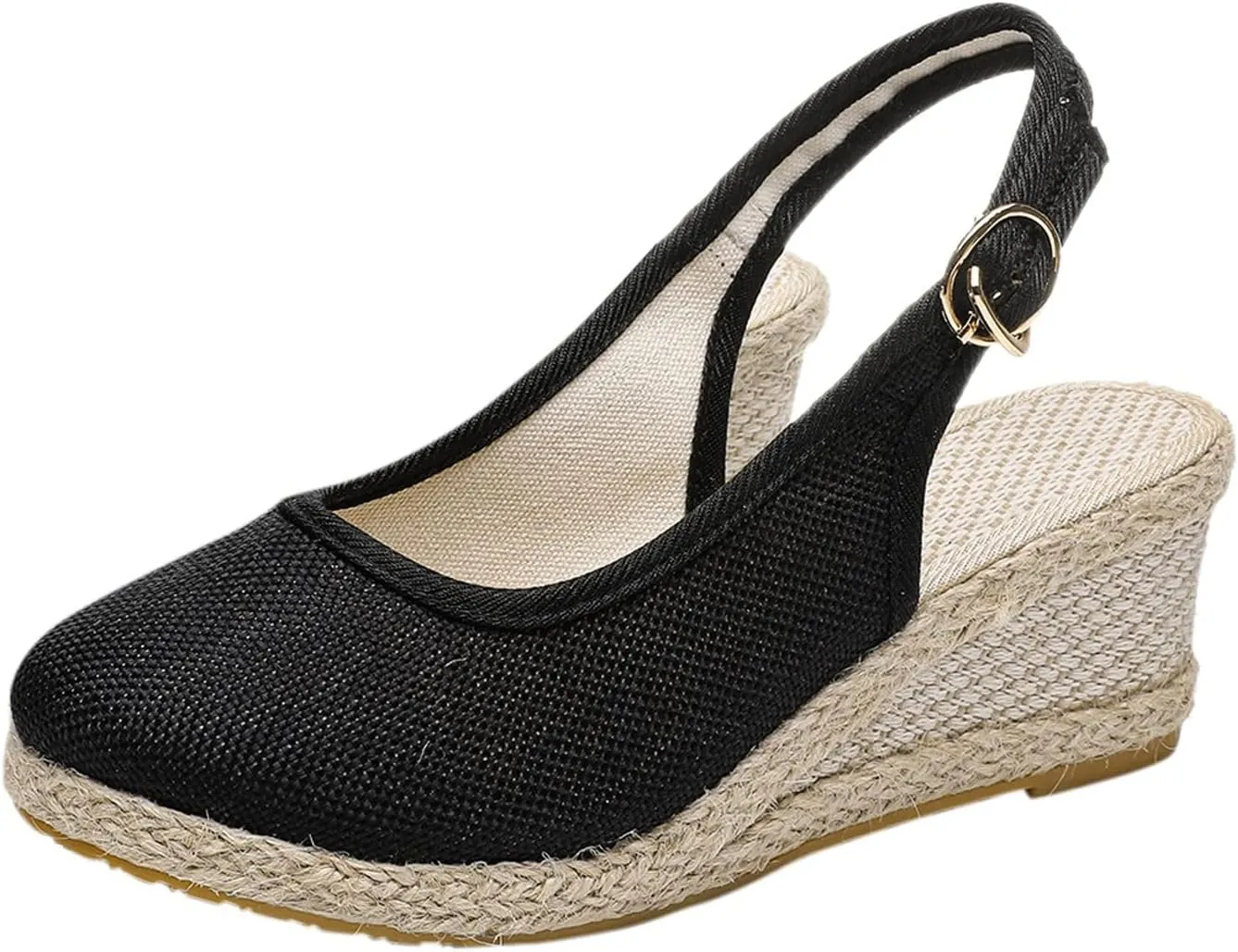 Closed Toe Sandals for Women Espadrille Wedge Heels Ankle Strap High Platform Sandals Slip On Casual Braided Heels