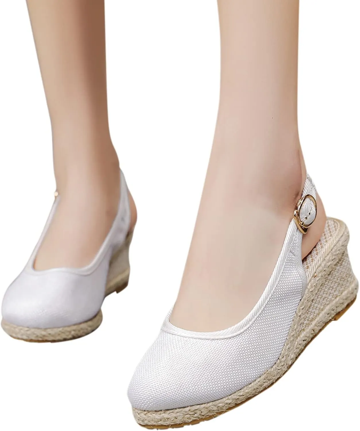 Closed Toe Sandals for Women Espadrille Wedge Heels Ankle Strap High Platform Sandals Slip On Casual Braided Heels