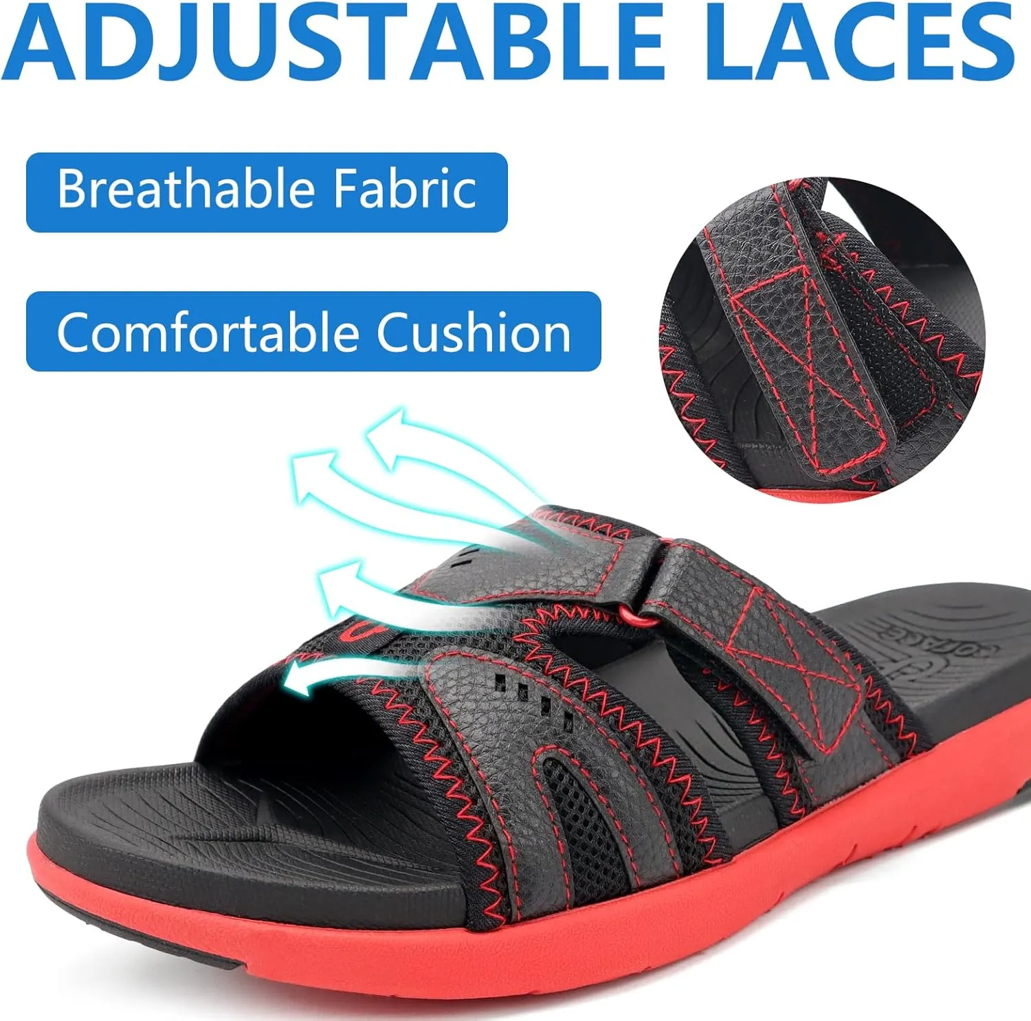 COFACE Mens Sport Recovery Sandals Plantar Fasciitis Soft Cushion Lightweight Orthotic Slides for Men