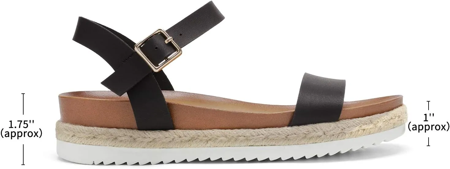 DREAM PAIRS Womens Open Toe Ankle Strap Espadrille Casual Flatform Platform Wedge Sandals