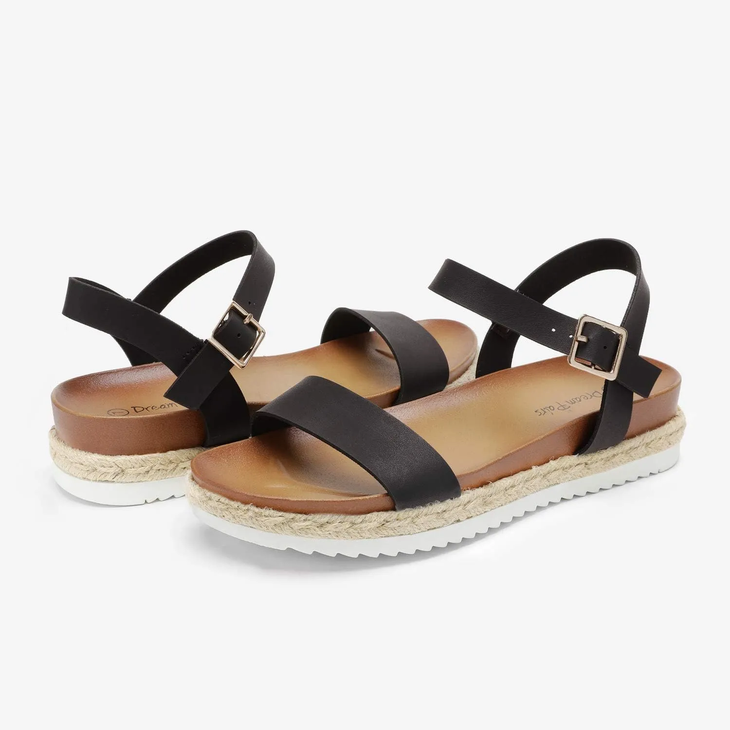 DREAM PAIRS Womens Open Toe Ankle Strap Espadrille Casual Flatform Platform Wedge Sandals