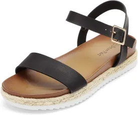DREAM PAIRS Womens Open Toe Ankle Strap Espadrille Casual Flatform Platform Wedge Sandals