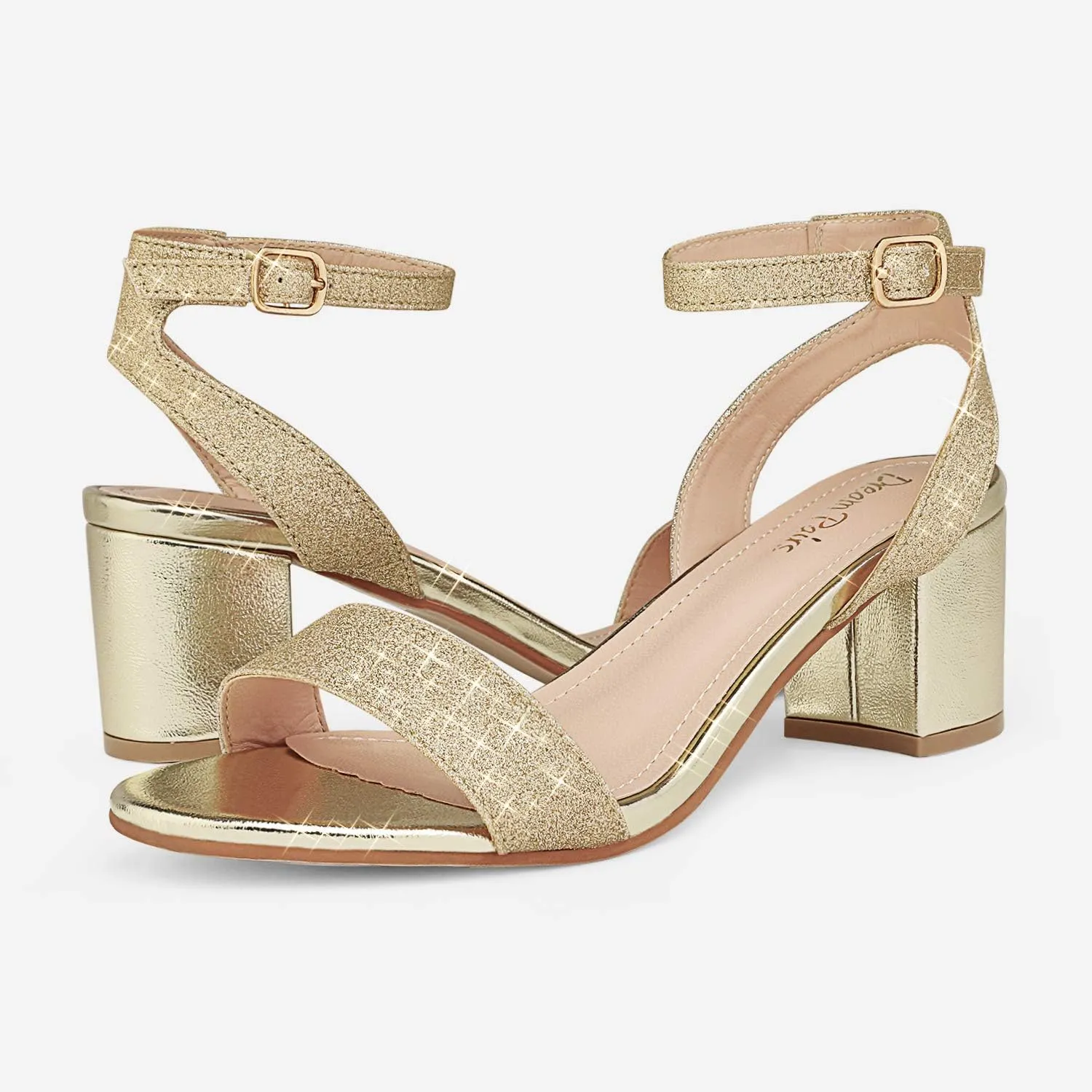 DREAM PAIRS Women's Open Toe Ankle Strap Low Block Chunky Heels Sandals Party Dress Pumps Shoes