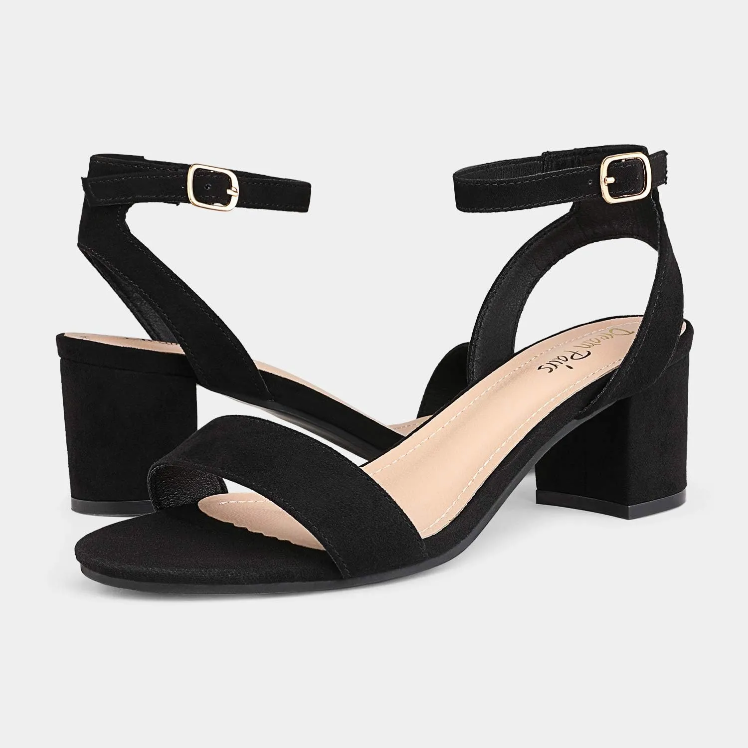DREAM PAIRS Women's Open Toe Ankle Strap Low Block Chunky Heels Sandals Party Dress Pumps Shoes