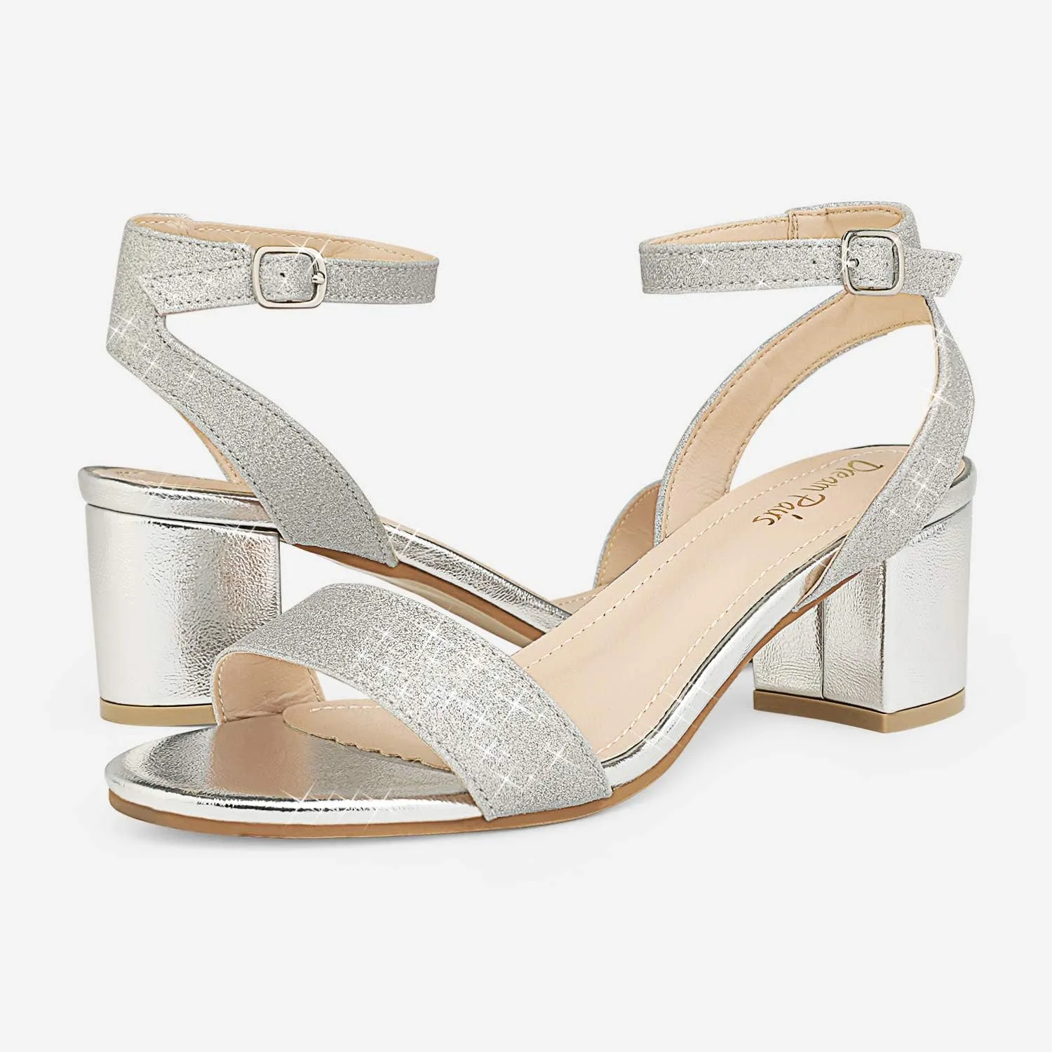 DREAM PAIRS Women's Open Toe Ankle Strap Low Block Chunky Heels Sandals Party Dress Pumps Shoes
