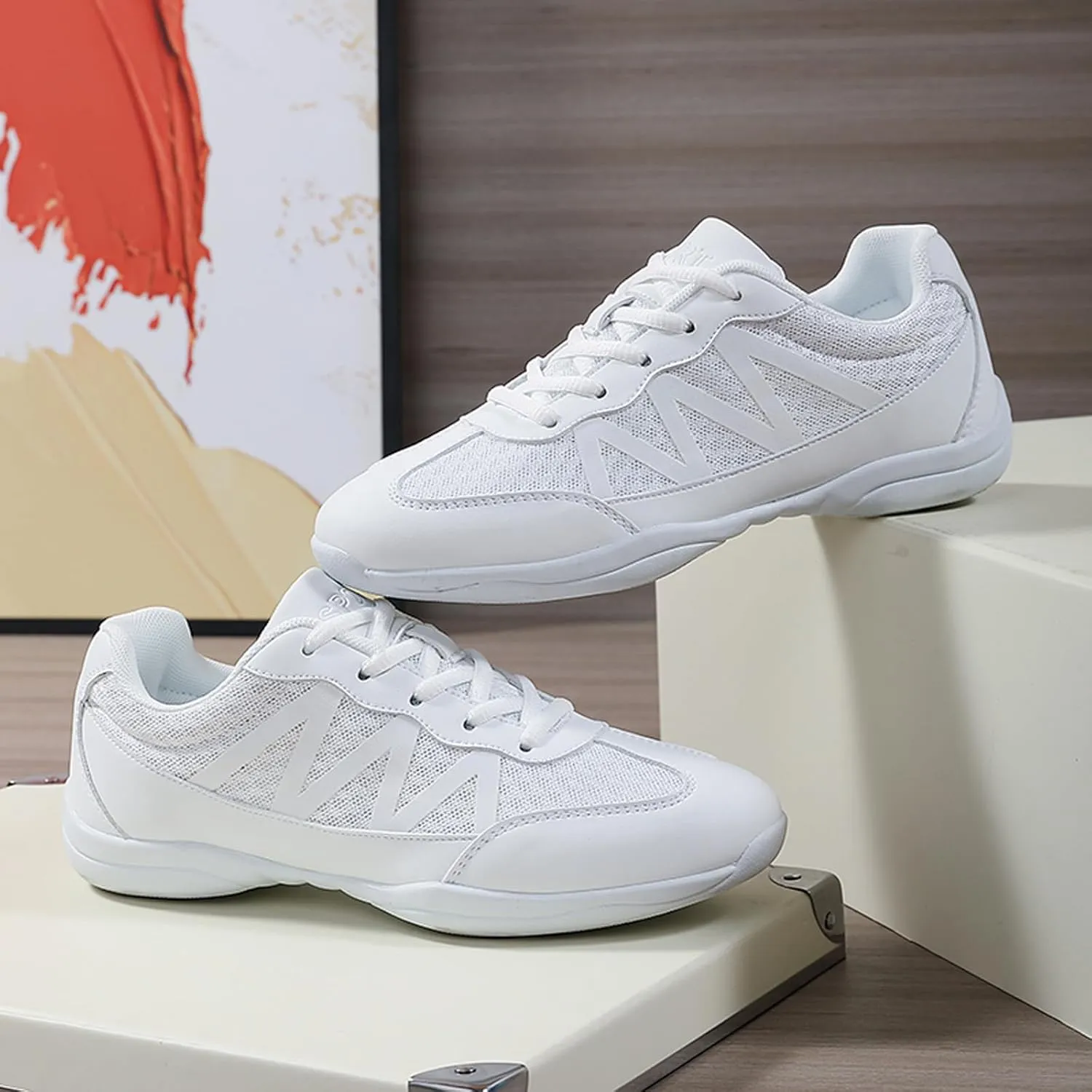 FLIOZY Womens Cheer Dance Shoes Girls White Breathable Lightweight Cheerleading Competition Shoes Athletic Sport Training