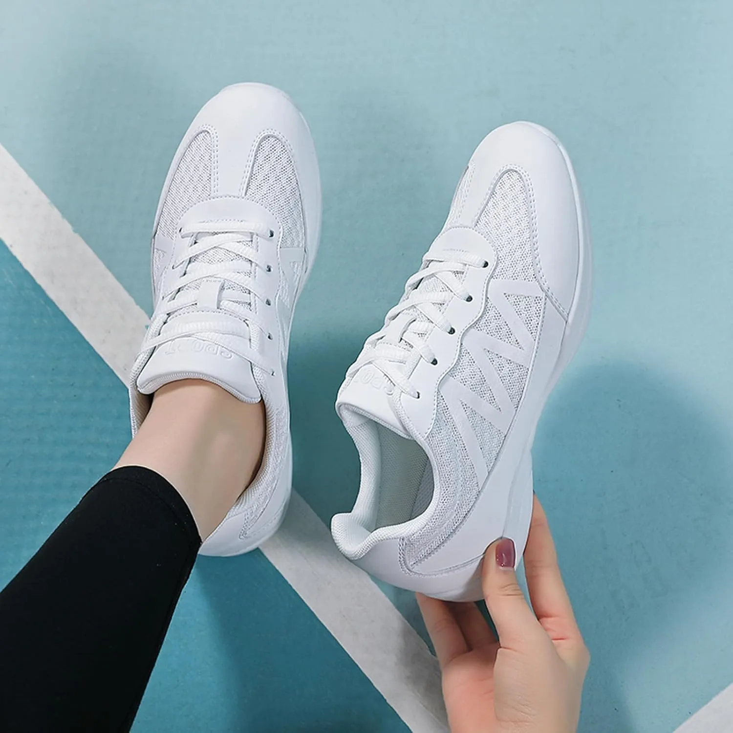 FLIOZY Womens Cheer Dance Shoes Girls White Breathable Lightweight Cheerleading Competition Shoes Athletic Sport Training