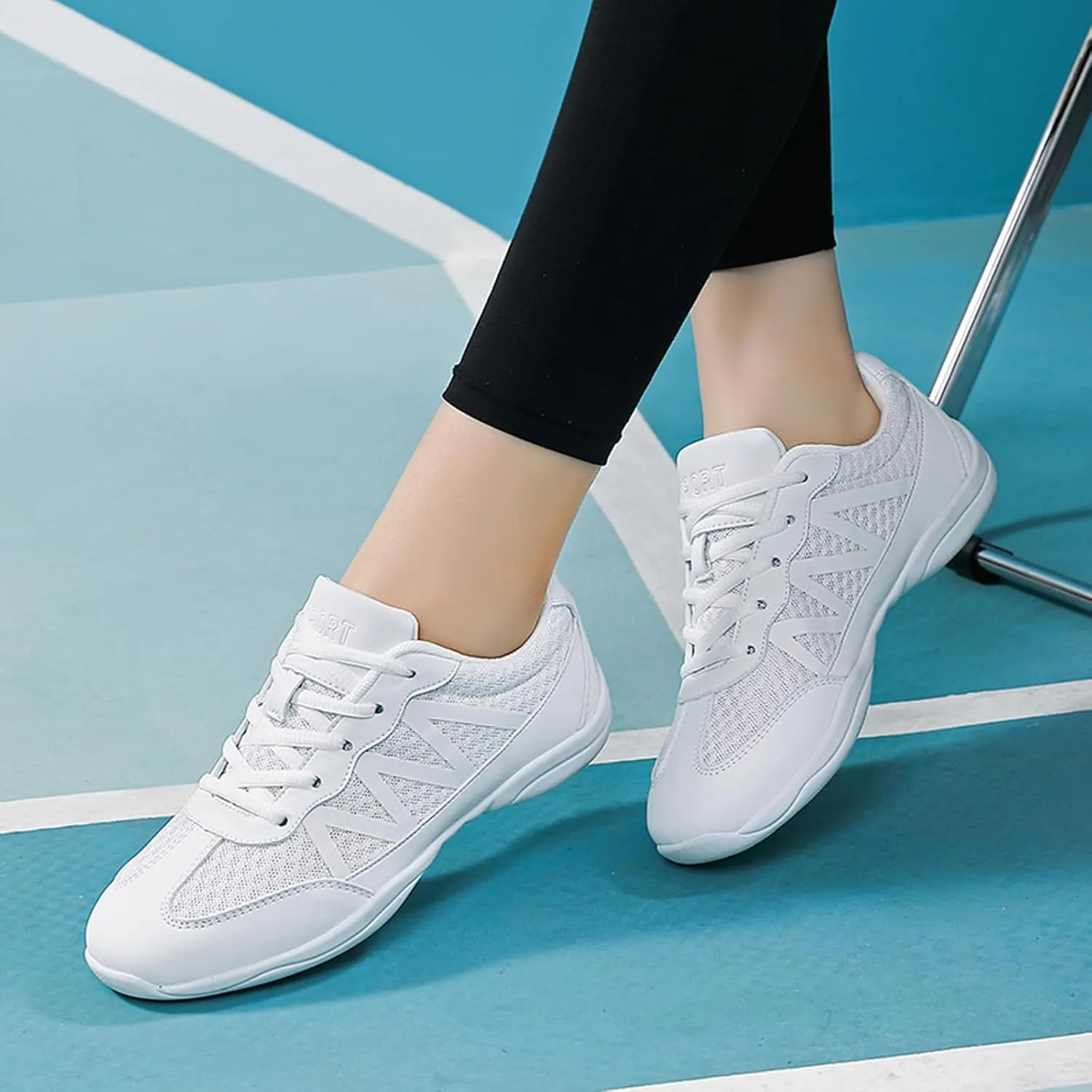 FLIOZY Womens Cheer Dance Shoes Girls White Breathable Lightweight Cheerleading Competition Shoes Athletic Sport Training