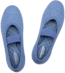 Frank Mully Womens Ballet Flats Casual Round Toe Knit Fabric Flats for Women with Single Strap Ballerina Flat Shoes Lightweight Dressy Shoes for Woman