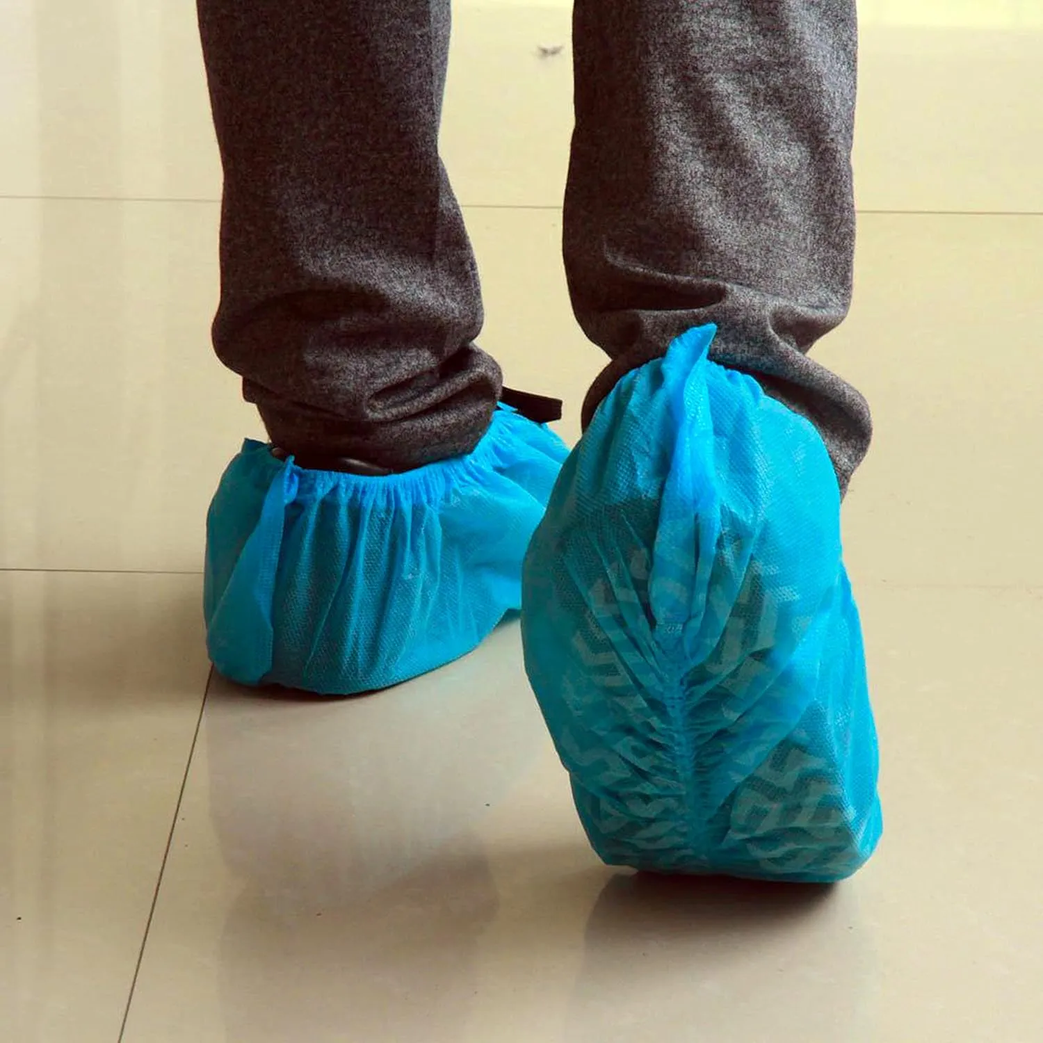G & F Products Disposable Shoe Covers, Slip-Resistant Booties, Heavy-Duty, Waterproof, Elastic Band, Non-Slip Silicone Sole, Reusable, Protects Floors, Blue, 11 Us Men & 13 Us Women, X-L 200 Pieces