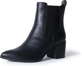 J. Adams Andi Booties for Women - Pointed Toe Mid Heel Slip on Chelsea Boots - Vegan Leather Ankle Boots - Comfortable Fall Boots for Women