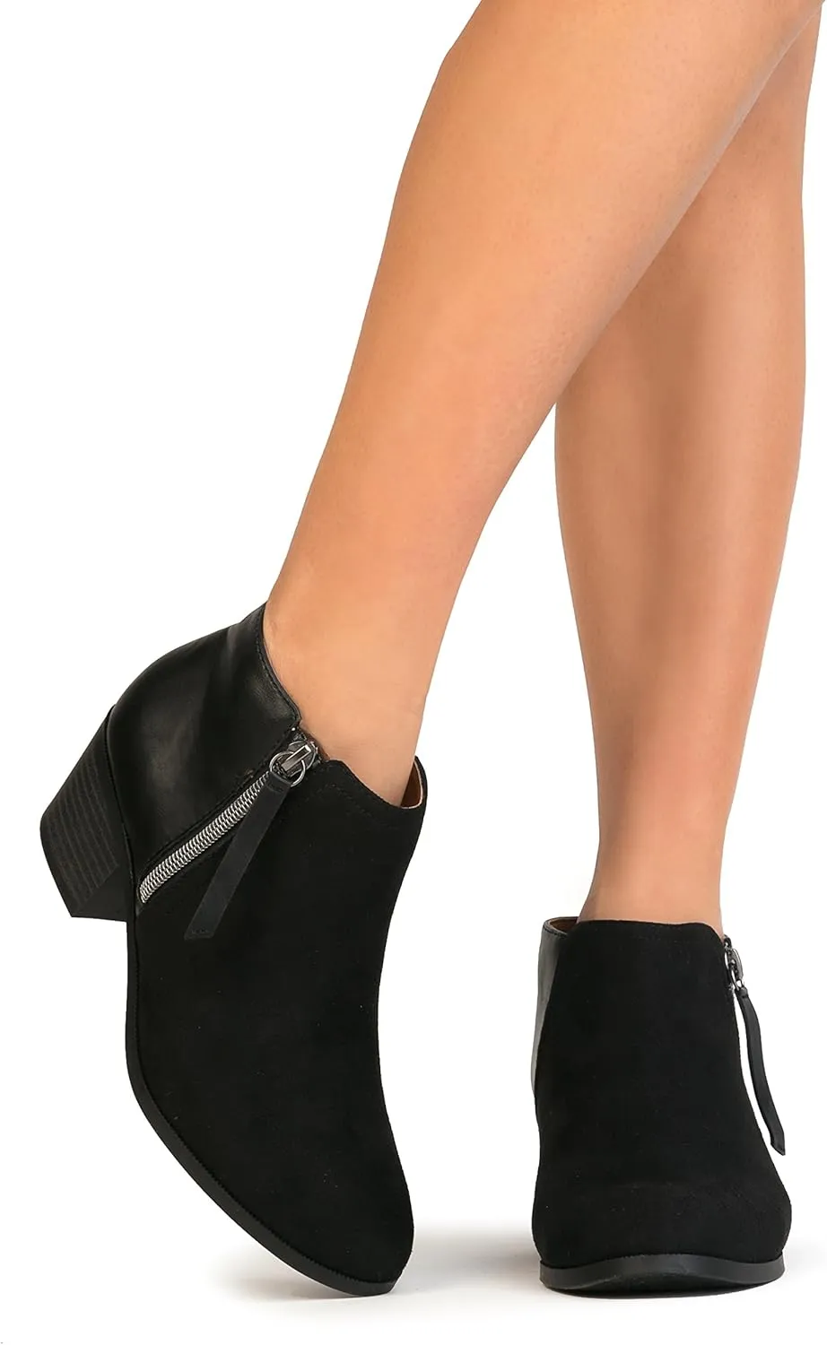 J. Adams Women's Lexy Ankle Boots, Short Low Heel, Side Zipper, Casual Booties for Fall and Winter