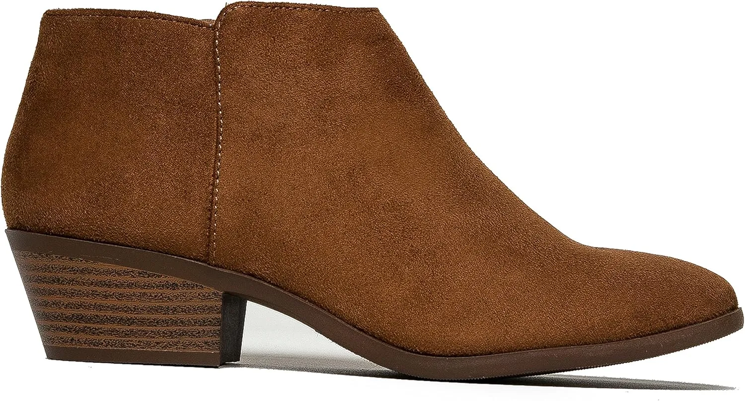 J. Adams Women's Lexy Ankle Boots, Short Low Heel, Side Zipper, Casual Booties for Fall and Winter