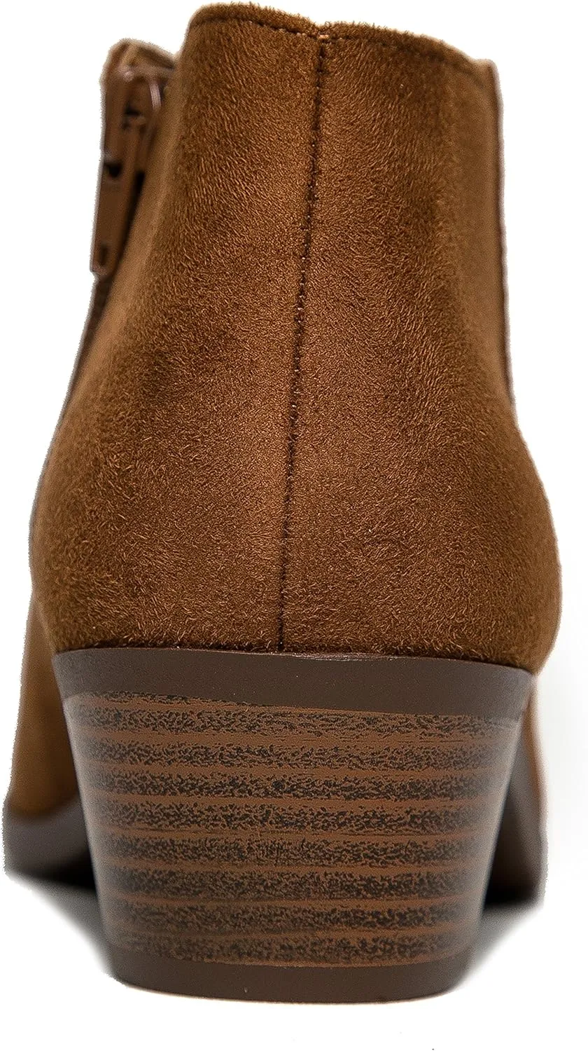 J. Adams Women's Lexy Ankle Boots, Short Low Heel, Side Zipper, Casual Booties for Fall and Winter