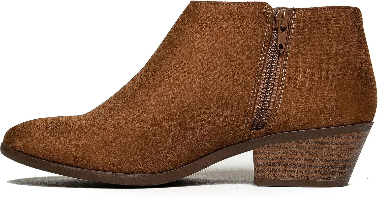 J. Adams Women's Lexy Ankle Boots, Short Low Heel, Side Zipper, Casual Booties for Fall and Winter