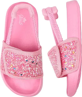 Kids Flip Flops Sandals Toddler Boys Girls Sequin Slides Shower Beach Pool Shoes Slip on Summer Slippers with Back Strap
