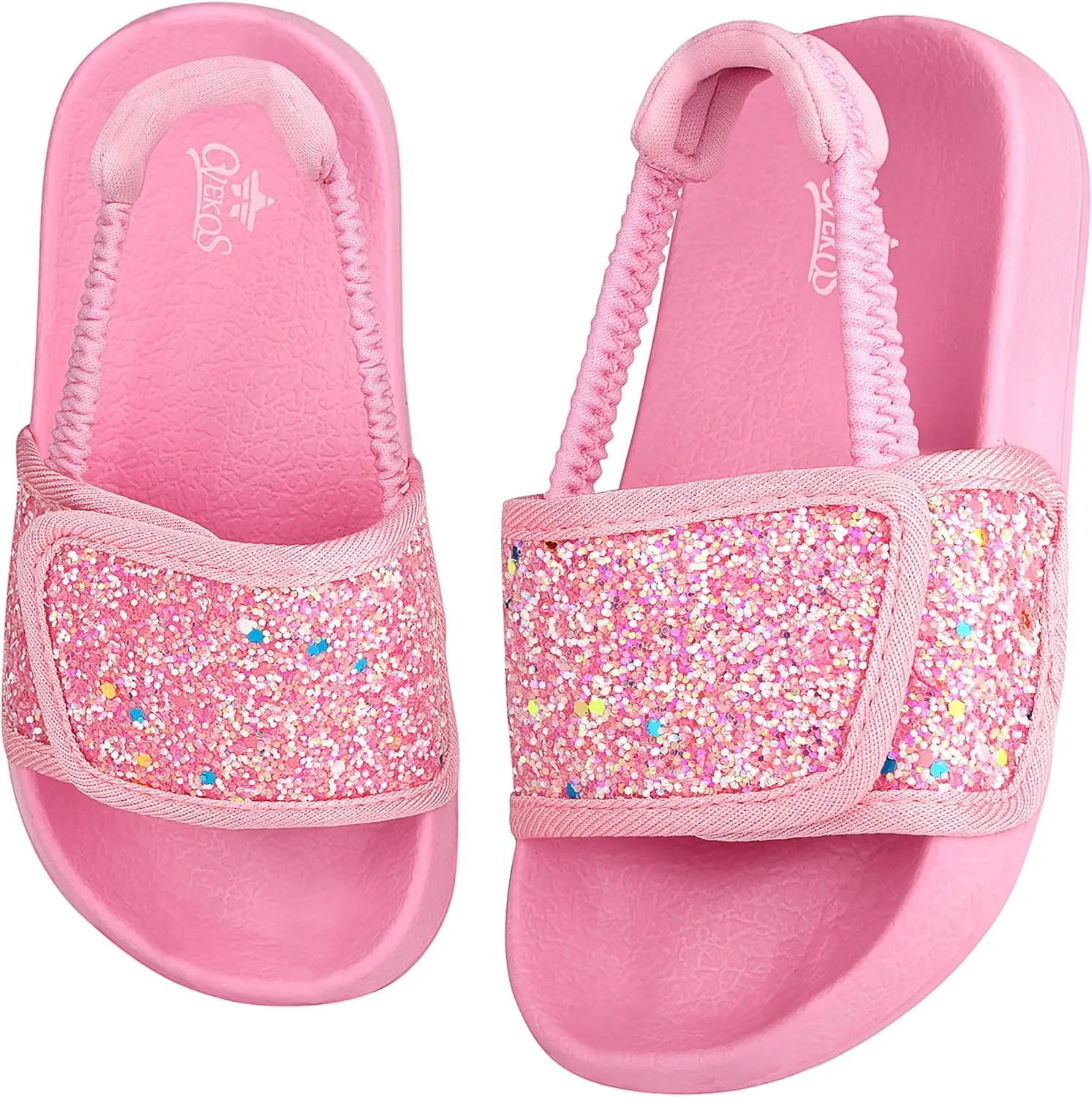 Kids Flip Flops Sandals Toddler Boys Girls Sequin Slides Shower Beach Pool Shoes Slip on Summer Slippers with Back Strap