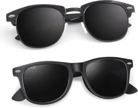 LINVO Polarized Semi Rimless Sunglasses for Men Women, Classic Retro Shades Half Frame Driving Sun Glasses UV Protection