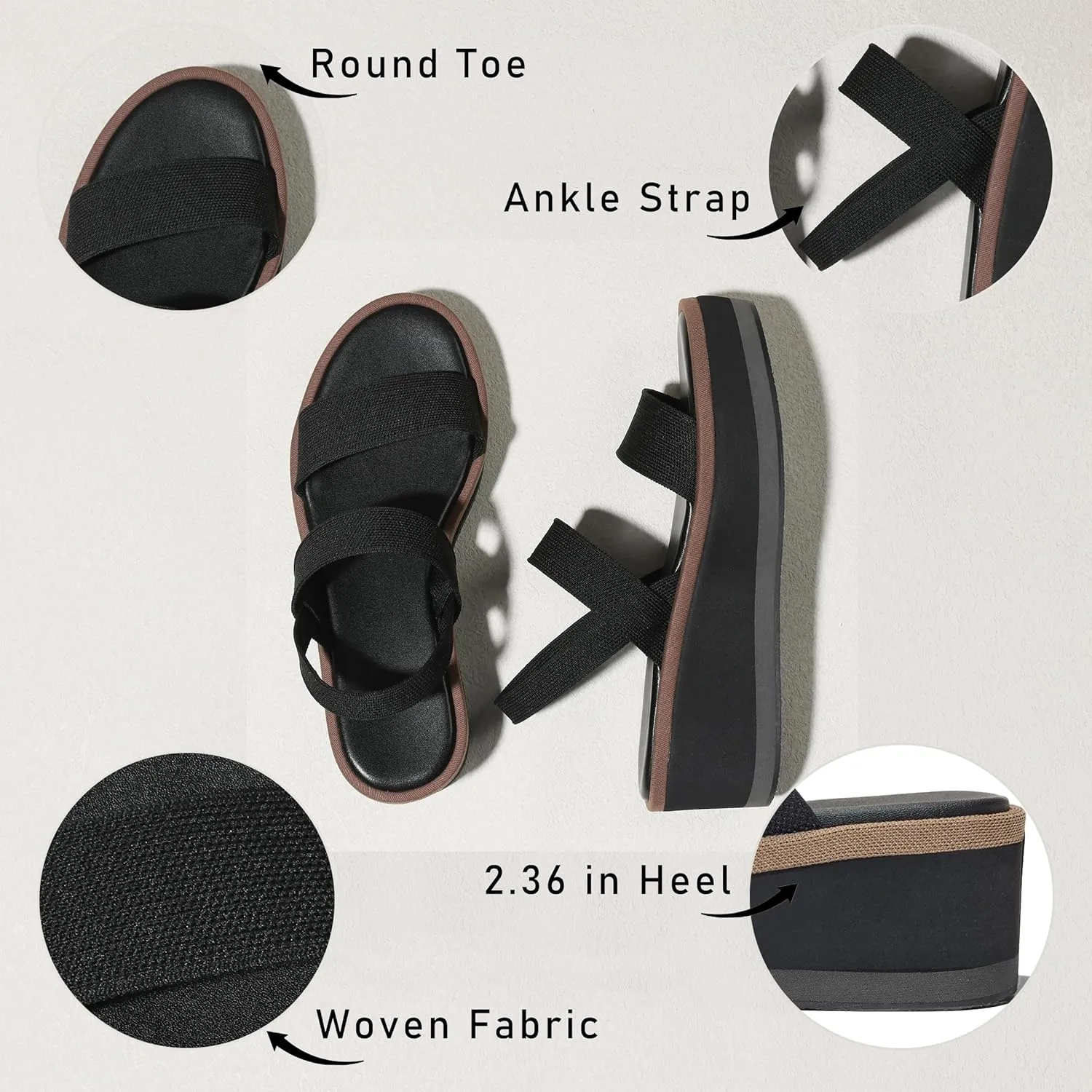 MeiLuSi Women's Platform Wedges Sandals Walking Platform Sandals Open Toe Wedges 2025 Spring Summer Casual Shoes Slip On