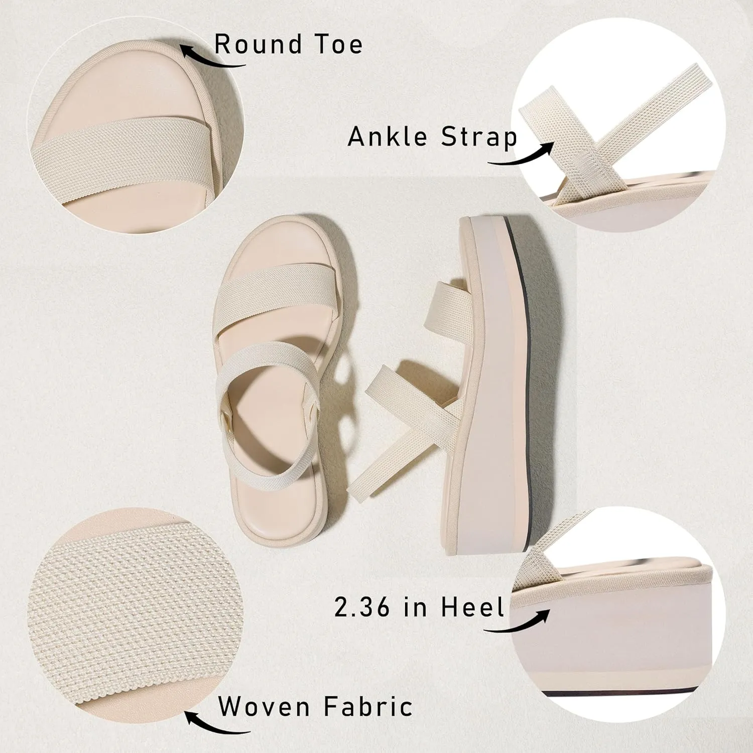 MeiLuSi Women's Platform Wedges Sandals Walking Platform Sandals Open Toe Wedges 2025 Spring Summer Casual Shoes Slip On