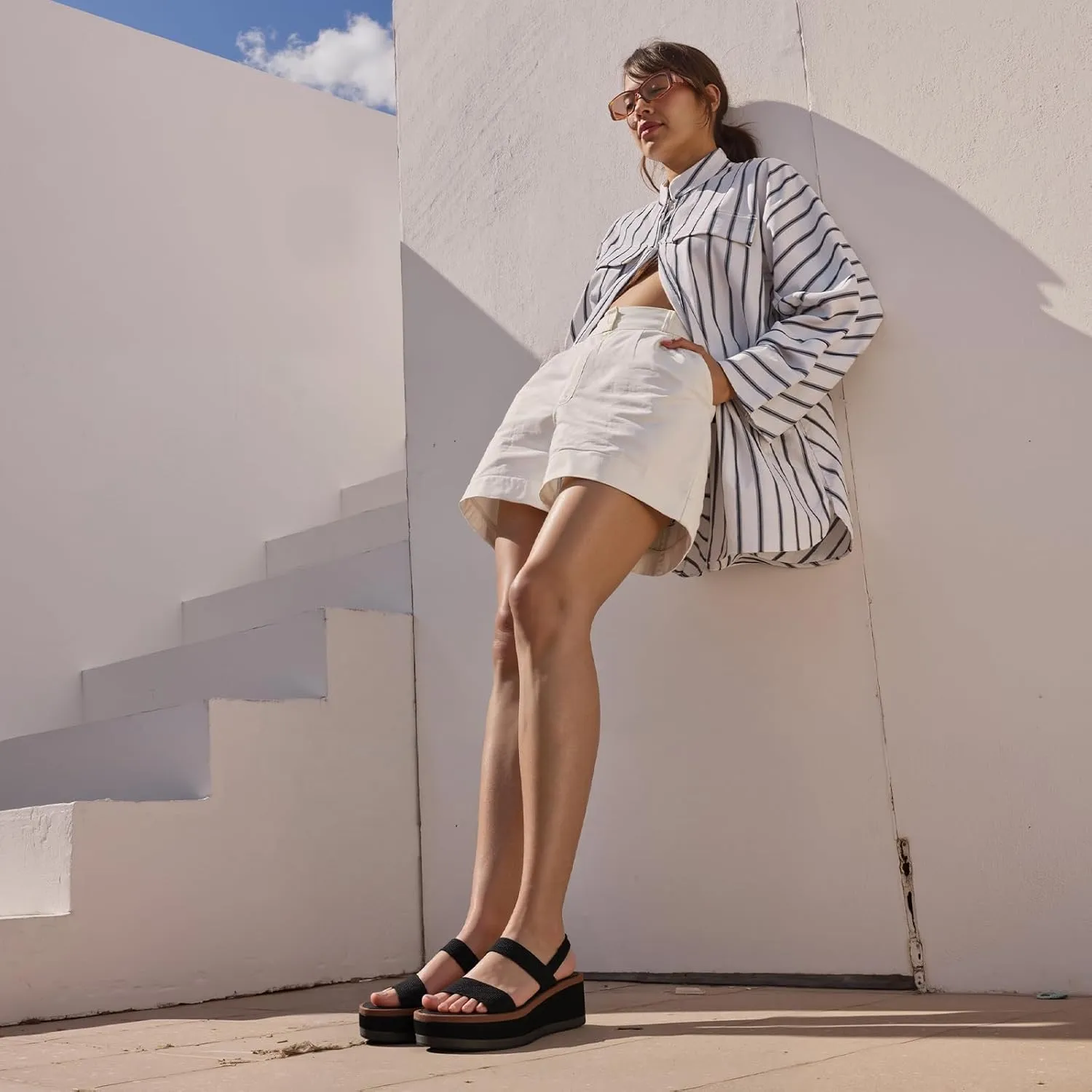 MeiLuSi Women's Platform Wedges Sandals Walking Platform Sandals Open Toe Wedges 2025 Spring Summer Casual Shoes Slip On