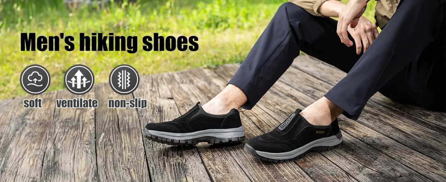 Men's Casual Fashion Waterproof Anti-Slip Lightweight Orthopedic Loafers,Low-top Safety Sneakers Comfortable Walking Boat ShoeExtended Width Foot Breathable Sneakers