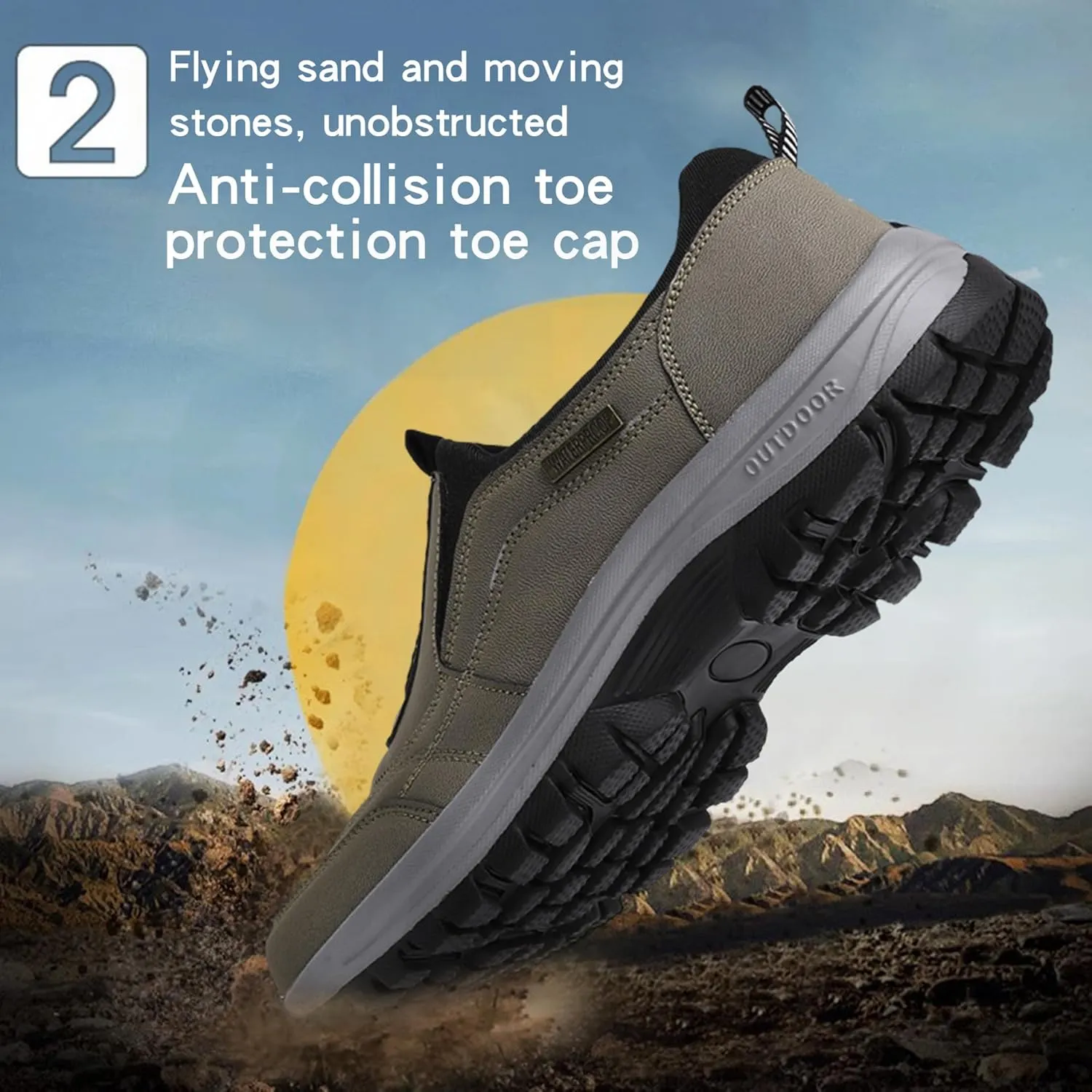Men's Casual Fashion Waterproof Anti-Slip Lightweight Orthopedic Loafers,Low-top Safety Sneakers Comfortable Walking Boat ShoeExtended Width Foot Breathable Sneakers