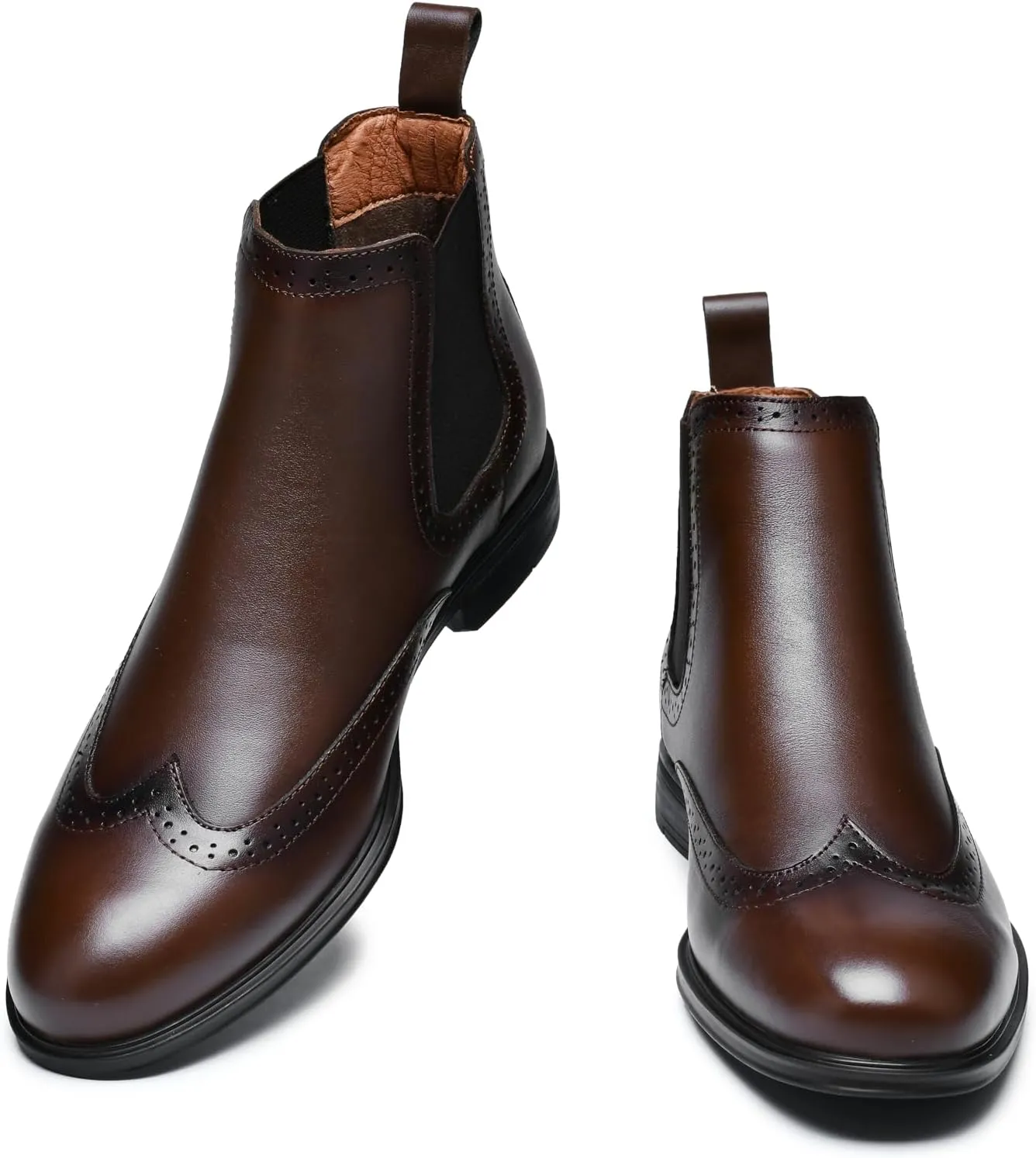 Mens Chelsea Boots,Dress Boots For Men,Slip-on Formal Dress Boots for Men Casual Ankle Boots Classic Brogue Style