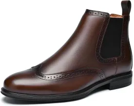 Mens Chelsea Boots,Dress Boots For Men,Slip-on Formal Dress Boots for Men Casual Ankle Boots Classic Brogue Style