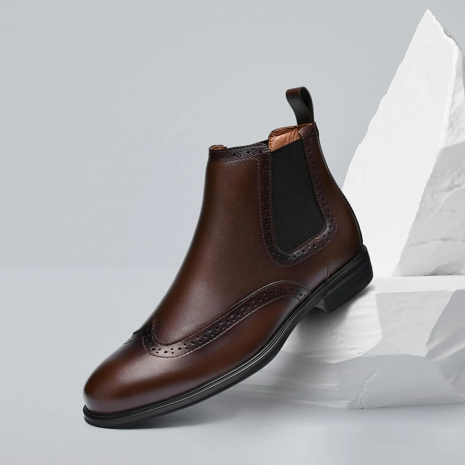Mens Chelsea Boots,Dress Boots For Men,Slip-on Formal Dress Boots for Men Casual Ankle Boots Classic Brogue Style