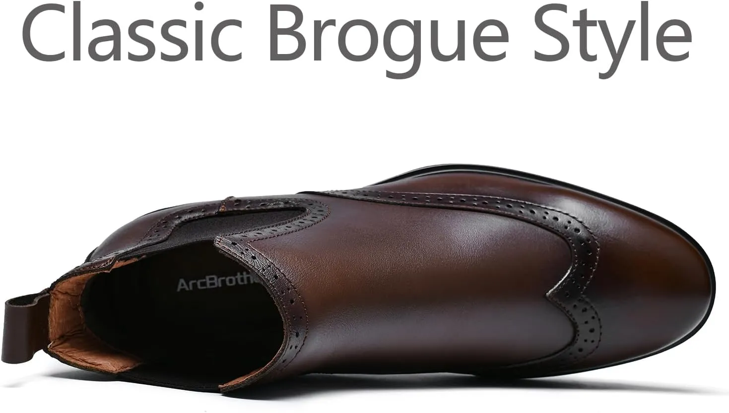 Mens Chelsea Boots,Dress Boots For Men,Slip-on Formal Dress Boots for Men Casual Ankle Boots Classic Brogue Style
