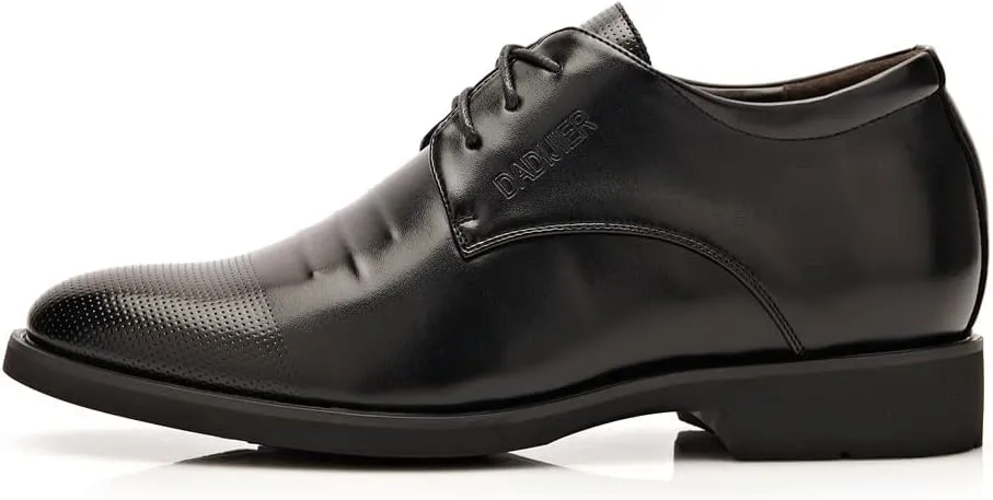 Men's Elevator Shoes 2" Taller Lace up Faux Leather Formal Oxford Dress Footwear Removable Invisible Height Increasing Insole Formal Men